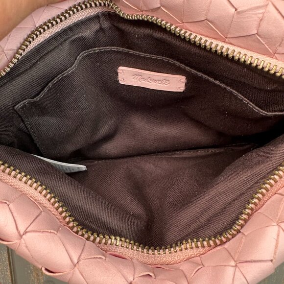 Madewell The Puff Woven Leather Crossbody Bag Subtle Blossom Pink - Picture 9 of 15